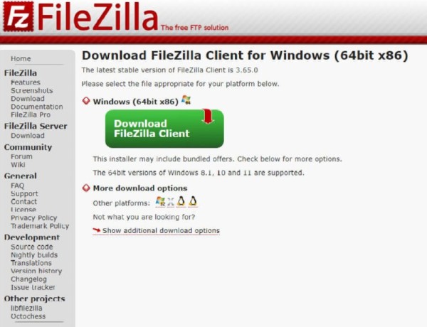 파일질라 다운로드 페이지